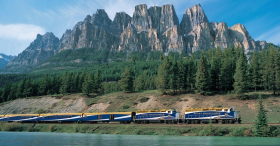 Rocky Mountaineer and Castle Mountain - Banff National Park